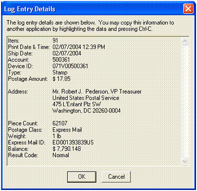 Log Entry Details dialog box